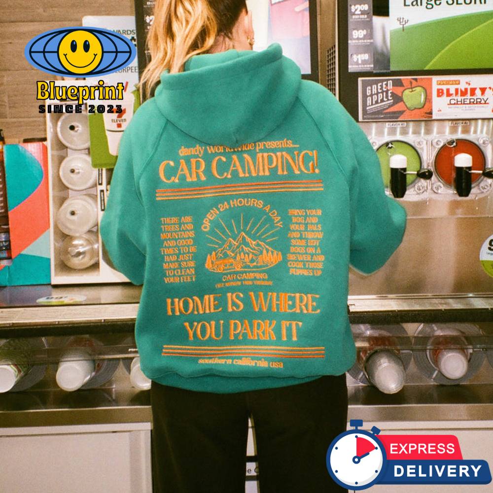 Dandy Worldwide Car Camping Home Is Where You Park It Green Hoodie