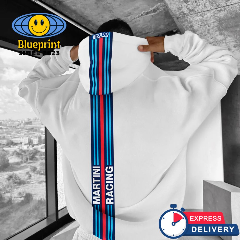 Oversized Martini Racing White Hoodie