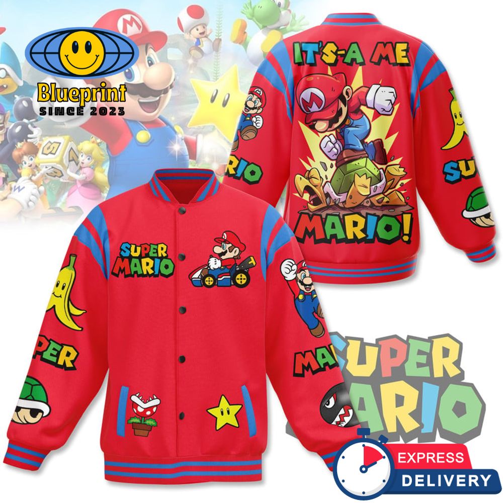 Super Mario It's A Me Mario Baseball Jacket 1