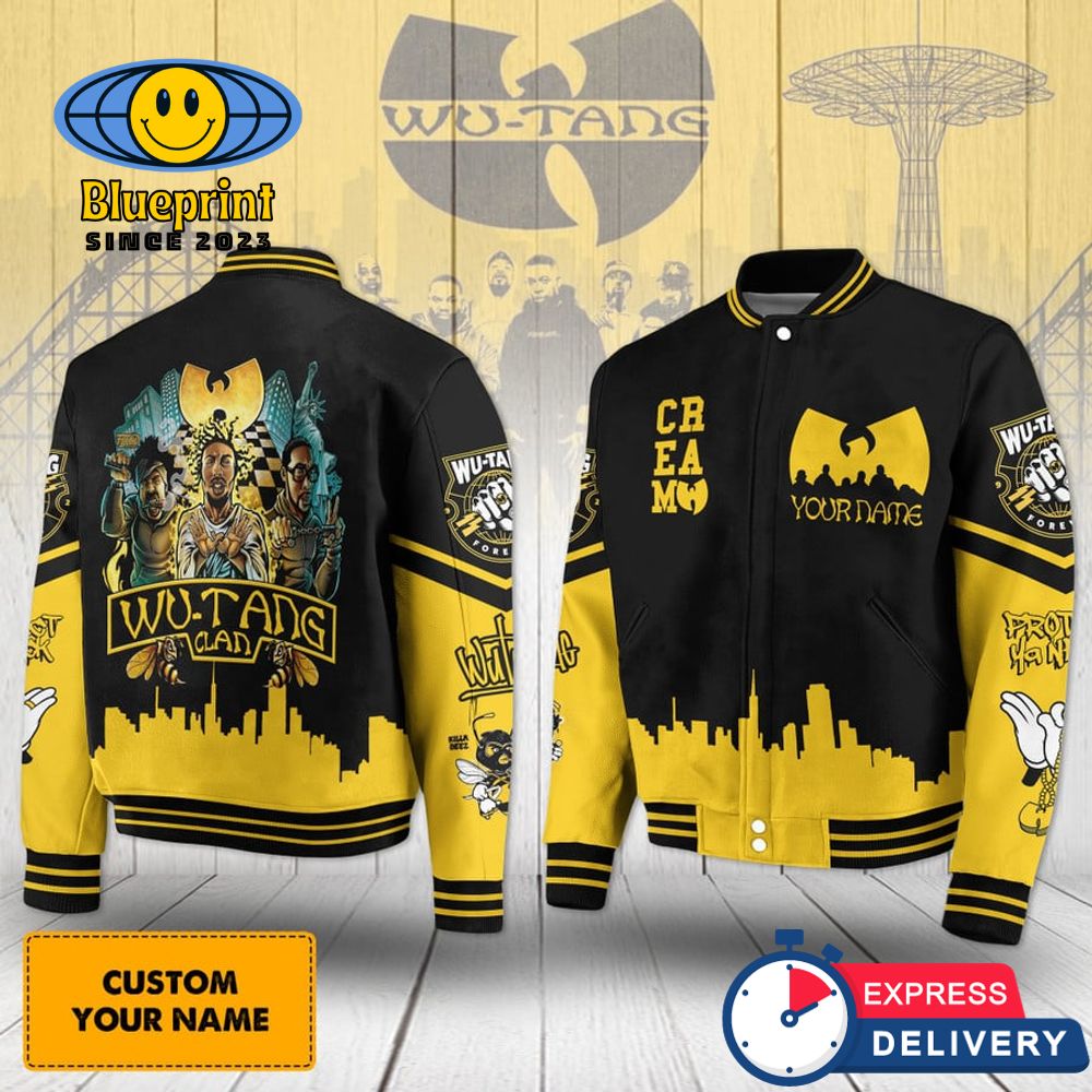 Wu Tang Clan Cream Custom Name Baseball Jacket