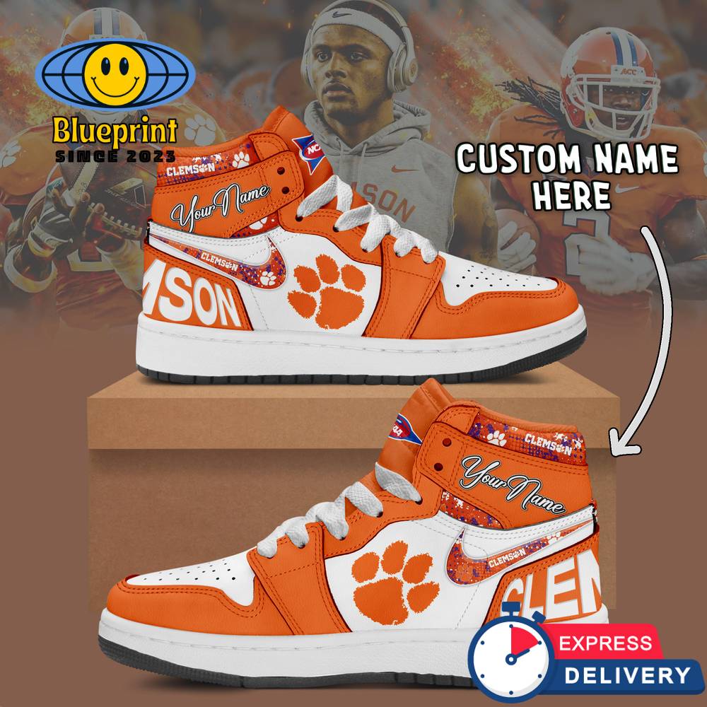 NCAA Clemson Tigers Custom Name Air Jordan 1 Sneaker