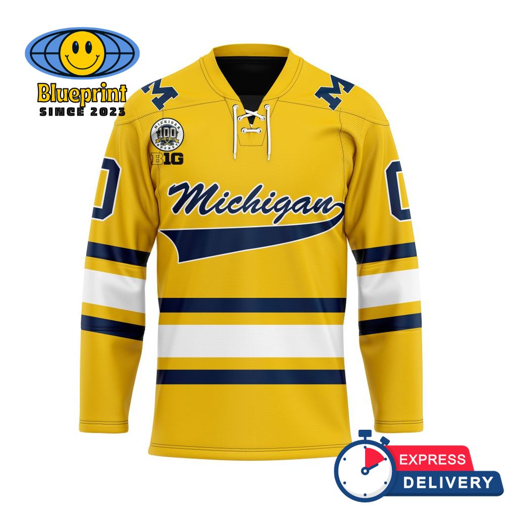 Michigan Wolverines 100th Anniversary Hockey Maize Hockey Jersey